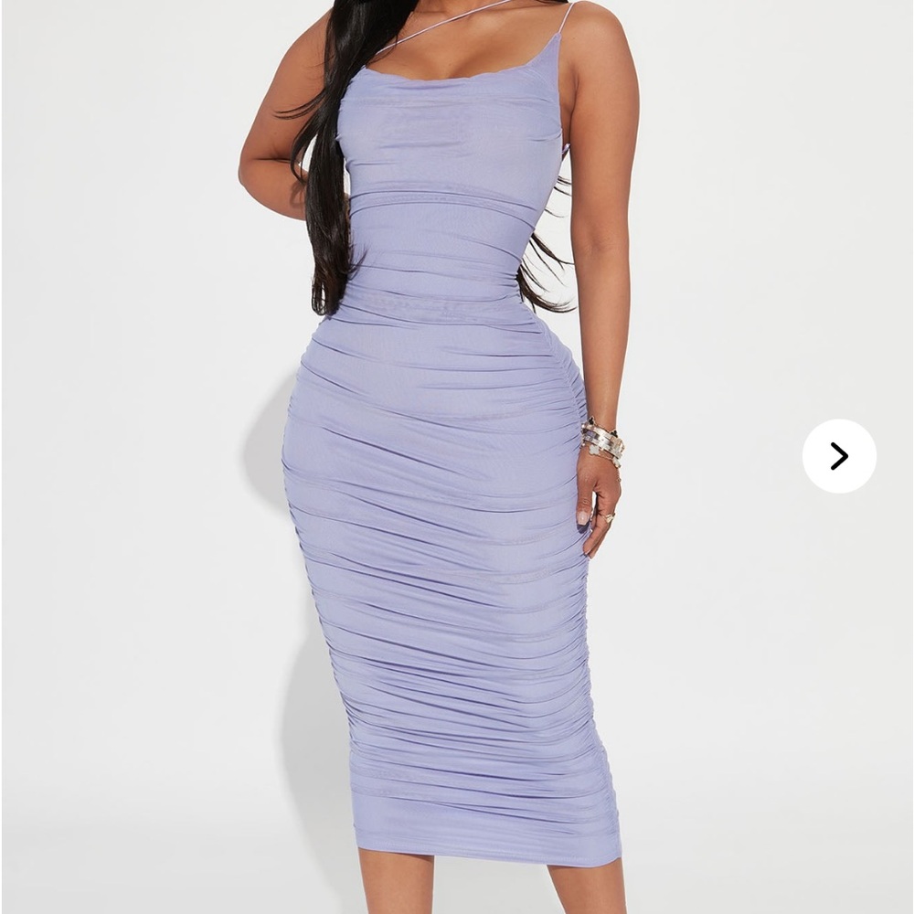 Fashion Nova Lilac Ruched Bodycon Dress